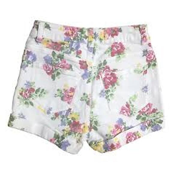 BULLHEAD Y2K High Rise White Floral Denim Mom Shorts Sz 3 - Picture 7 of 8